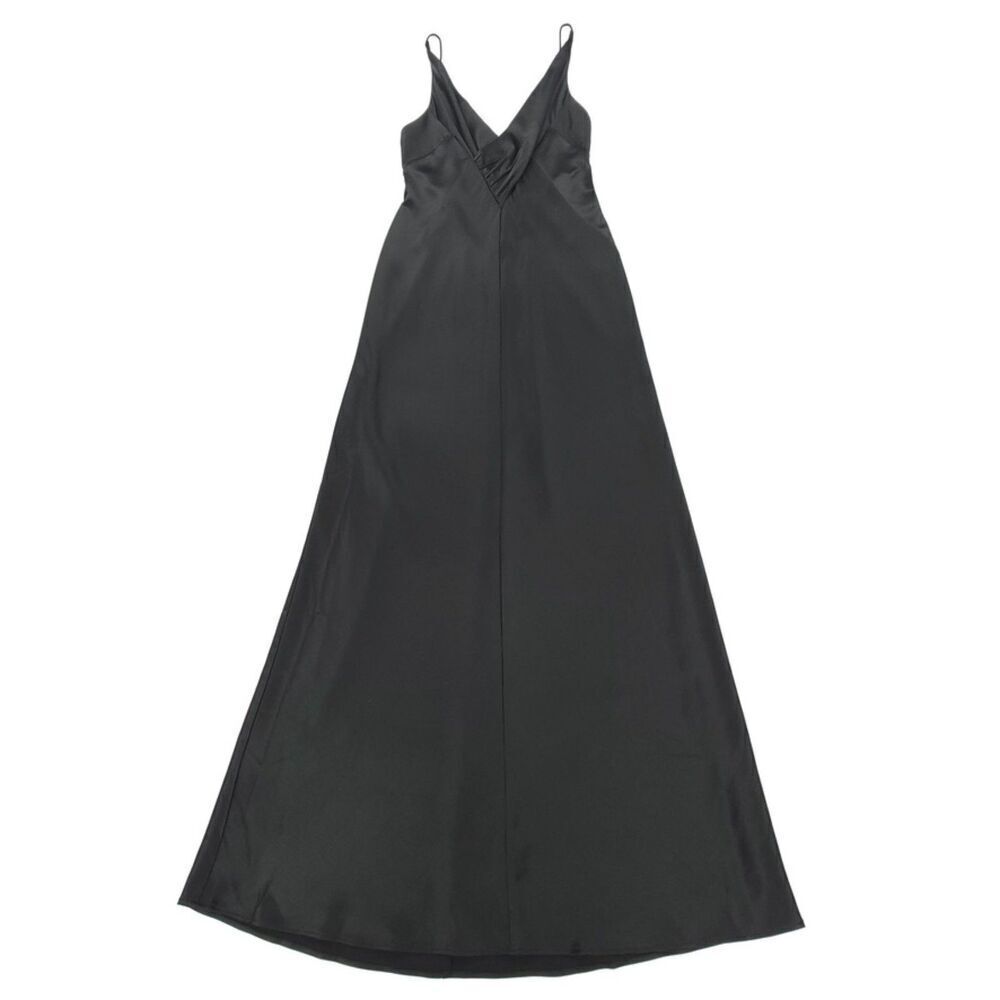 NWT Zara Crossover Slip Dress Minimal Maxi Gown 90s Old Money Formal Black Satin